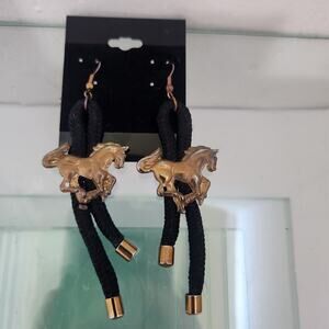 Vintage prancing mustang bolo tie style earrings